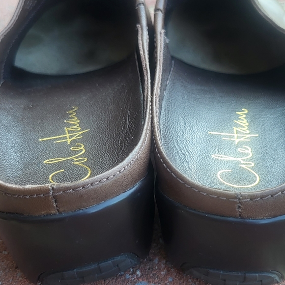 Cole Haan Nike Air Brown Leather Slip On Slide Mule Shoe Loafer Clog Women 8.5 - Picture 14 of 16